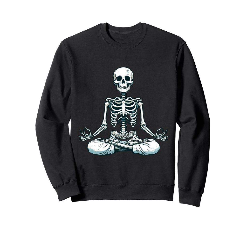 Meditation Skeleton Yoga Pose Relaxing Sweatshirt - Graphic Print Unisex - T-Shirt, Sweatshirt, Hoodie