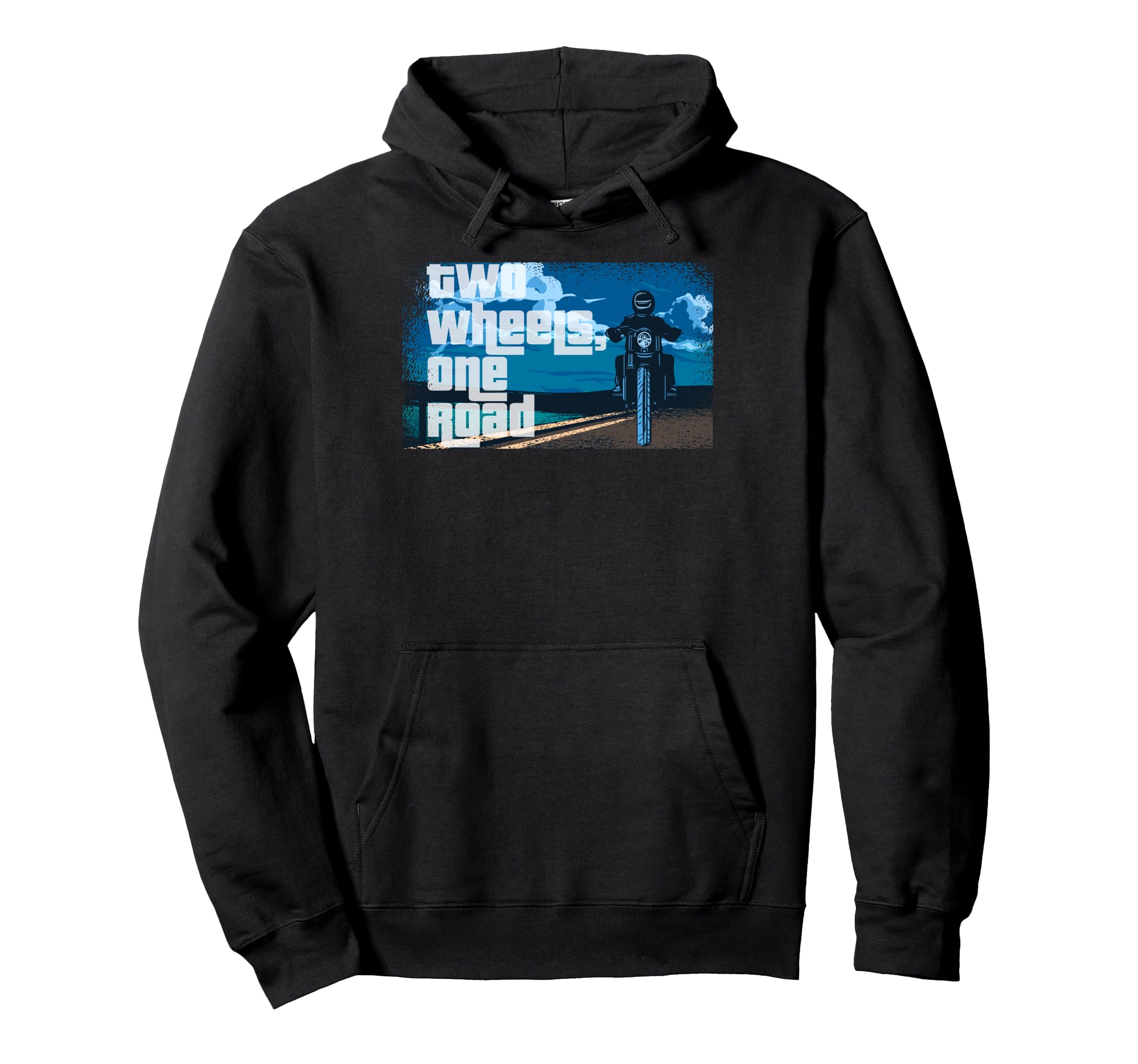 Motorcyclist Two Wheels One Road Hoodie - Casual Everyday Wear for Adults - T-Shirt, Sweatshirt, Hoodie