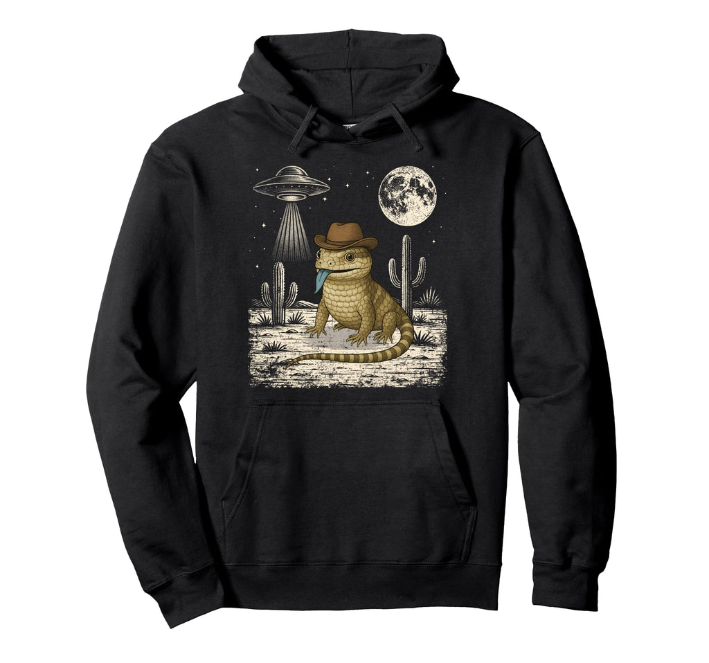 Funny Blue Tongued Skink Cowboy Hoodie - Aesthetic Graphic for Adults - T-Shirt, Sweatshirt, Hoodie