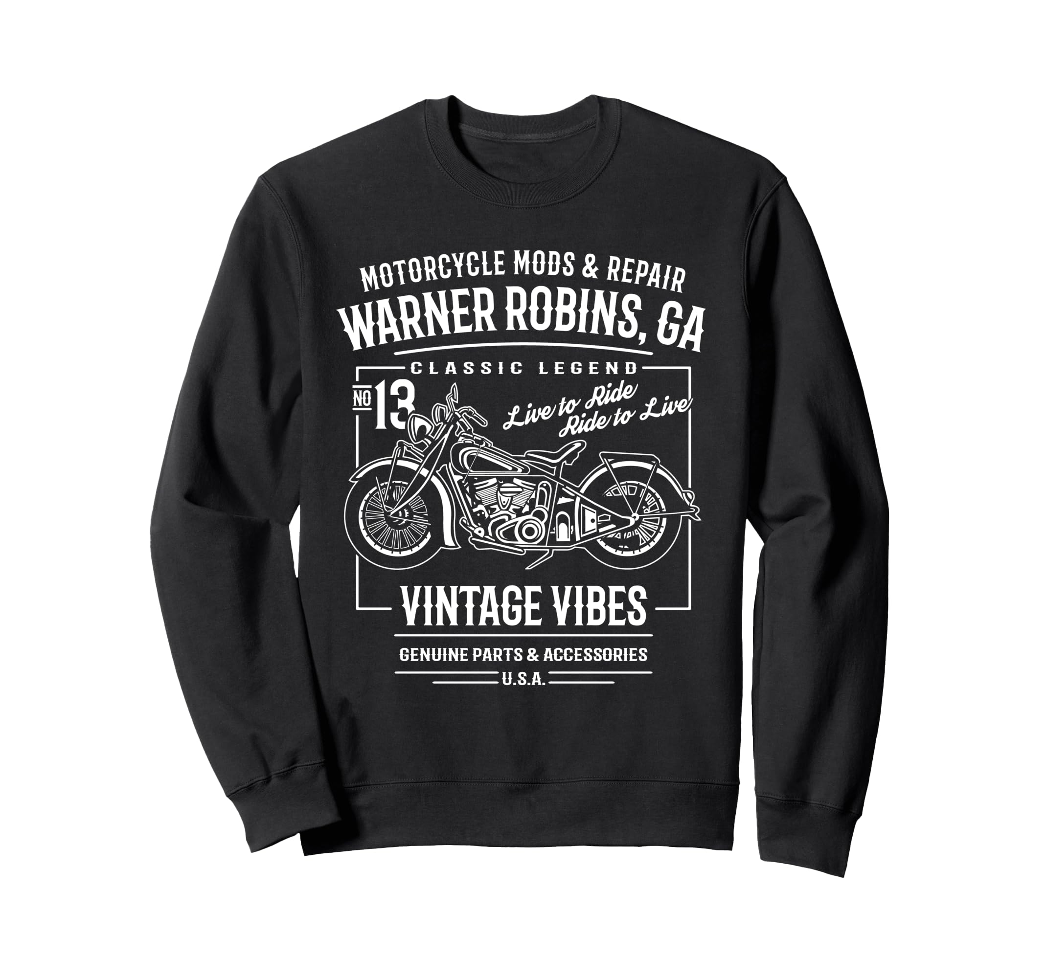 Warner Robins Ga Usa Motorcycle Sweatshirt - Graphic Print for Adults - T-Shirt, Sweatshirt, Hoodie