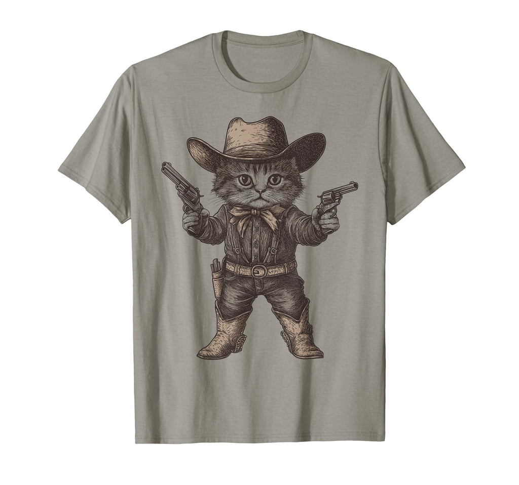 Cat Cowboy Hat Funny Western Kitten Cat T-Shirt - Aesthetic Graphic Unisex - T-Shirt, Sweatshirt, Hoodie