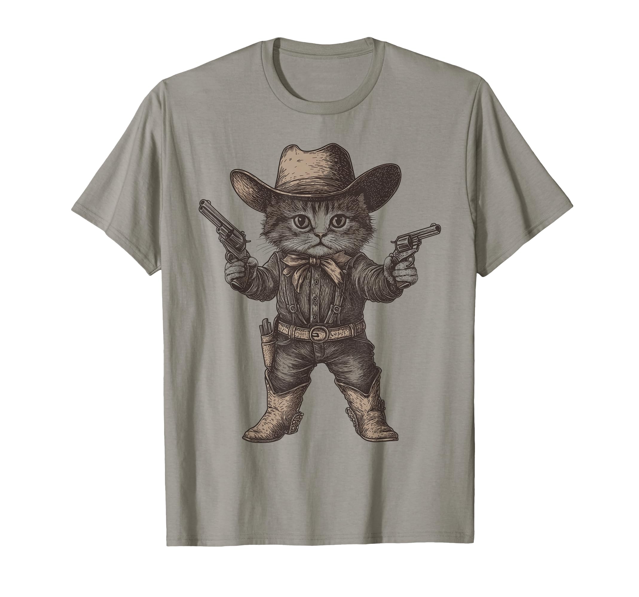 Cat Cowboy Hat Funny Western Kitten Cat T-Shirt - Aesthetic Graphic Unisex - T-Shirt, Sweatshirt, Hoodie