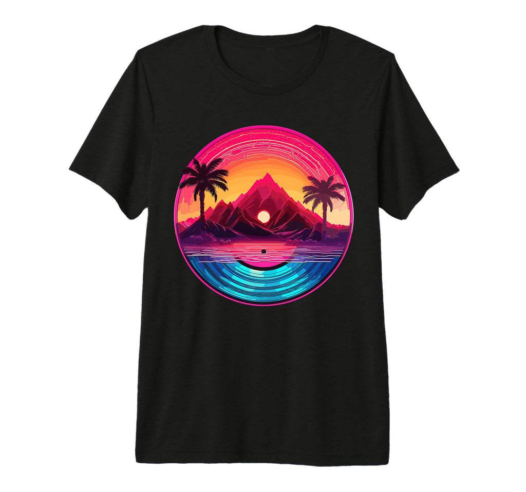 Palm Tree Vinyl Record Vaporwave Music T-Shirt - Unique Graphic for Adults - T-Shirt, Sweatshirt, Hoodie
