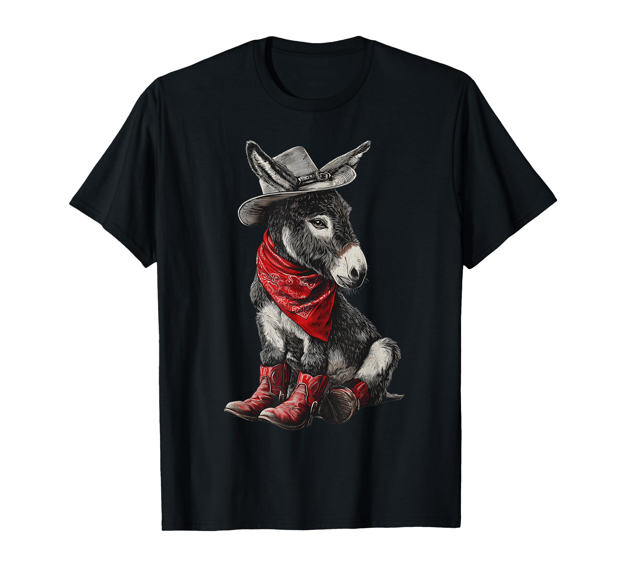 Donkey Cowboy Rodeo Cowgirl Western T-Shirt - Custom Art Print Unisex - T-Shirt, Sweatshirt, Hoodie