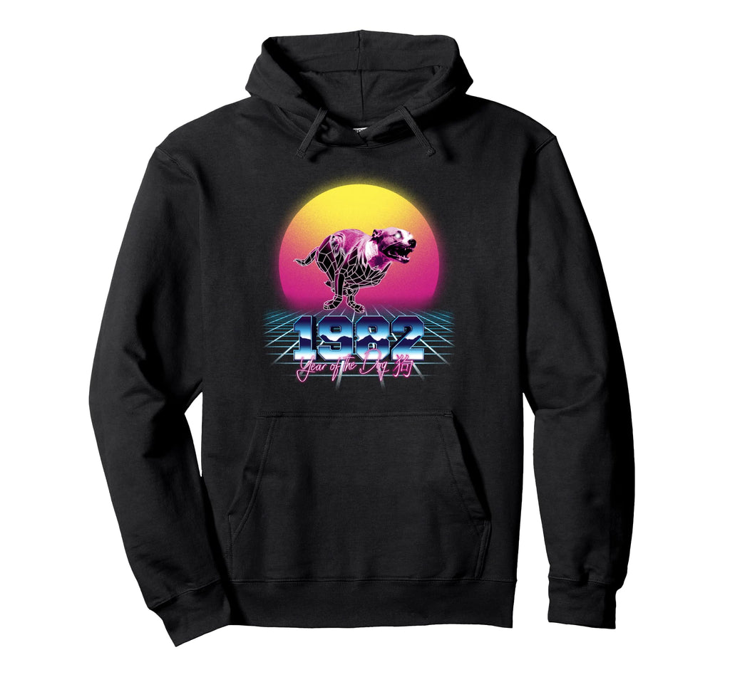 1982 Year Dog 80S Chinese Zodiac Birthday Hoodie - Unique Graphic Unisex - T-Shirt, Sweatshirt, Hoodie