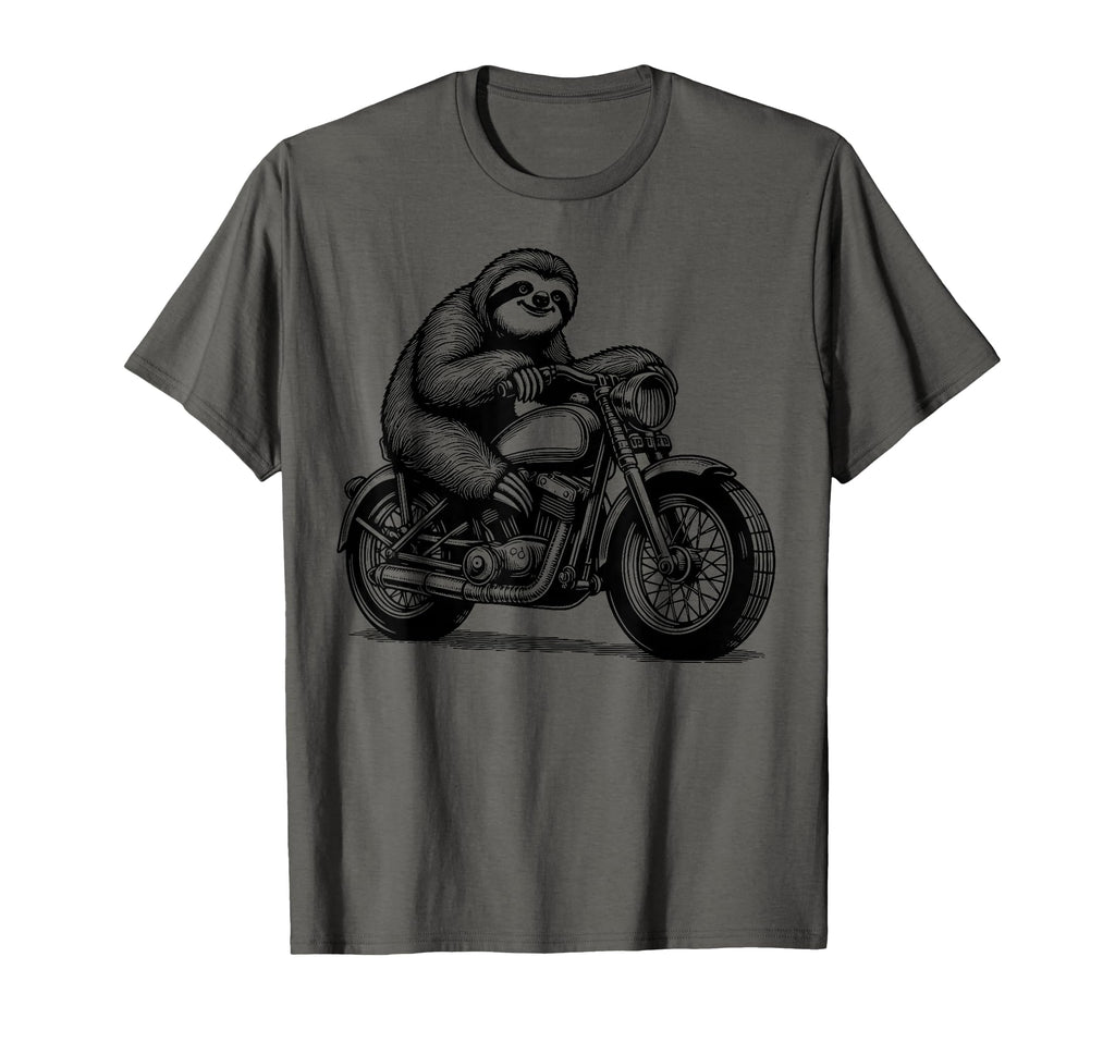 Sloth Riding Motorcycle T-Shirt - Custom Art Print Men Women - T-Shirt, Sweatshirt, Hoodie
