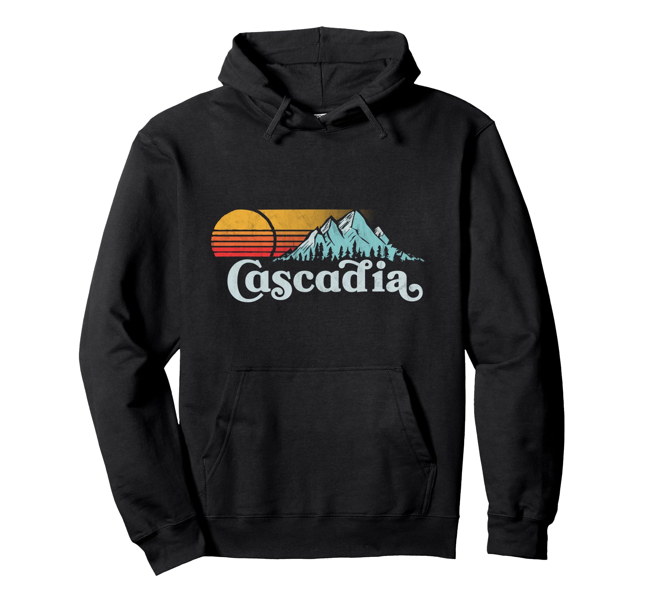 Cascadia Distressed Vibe Mountains Hoodie - Graphic Print Unisex - T-Shirt, Sweatshirt, Hoodie