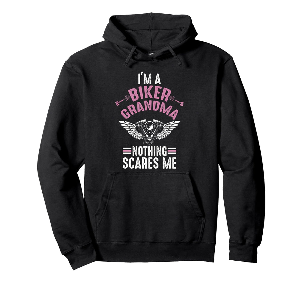 Biker Grandma Nothing Scares Me Hoodie - Custom Art Print Unisex - T-Shirt, Sweatshirt, Hoodie