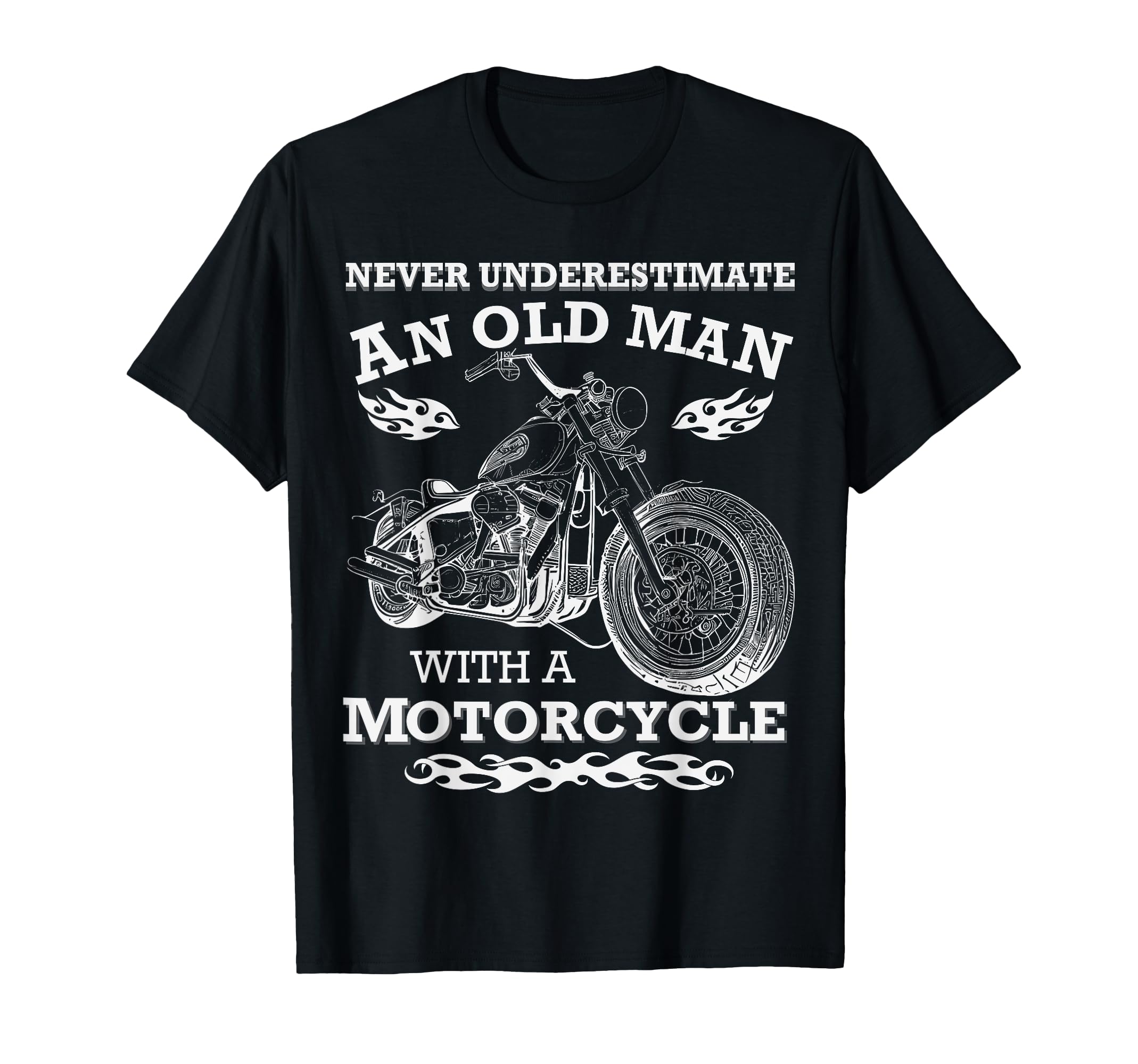 Never Underestimate Old Motorcycle T-Shirt - Minimalist Print Men Women - T-Shirt, Sweatshirt, Hoodie