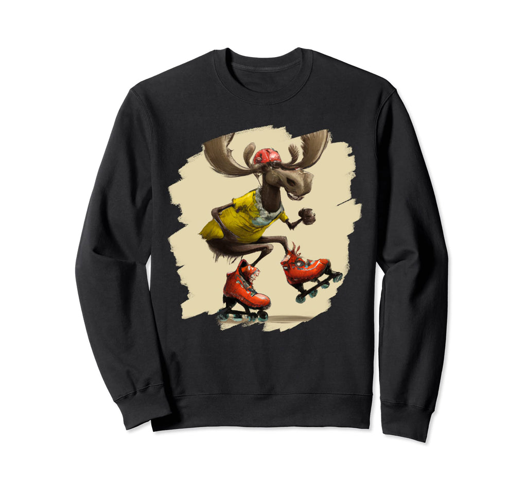 Funny Moose Roller Skates Moose Sweatshirt - Streetwear Style Unisex - T-Shirt, Sweatshirt, Hoodie