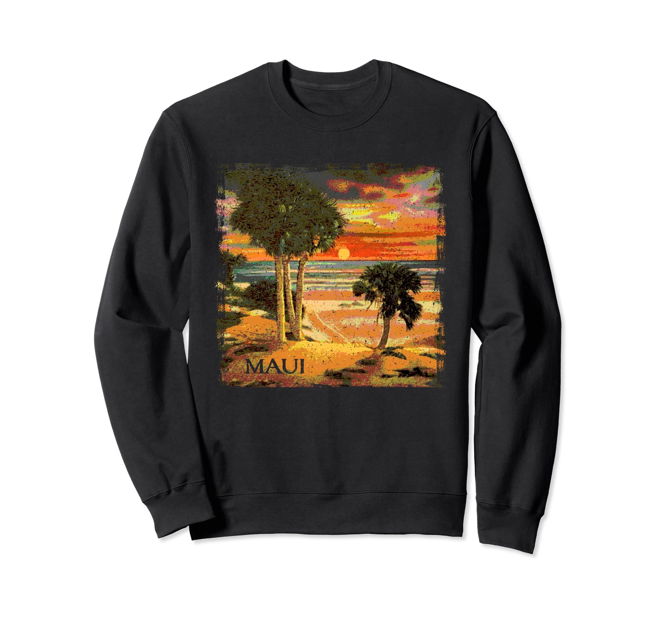 Maui Hawaii Sunset Palm Tree Beach Sweatshirt - Minimalist Print Unisex - T-Shirt, Sweatshirt, Hoodie