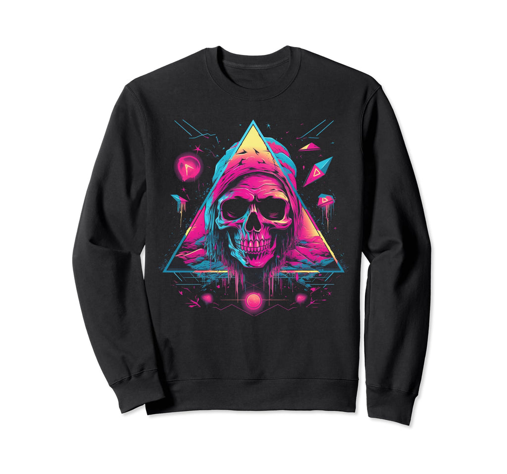 Skull Vaporwave Retrowave Aesthetic Sweatshirt - Graphic Print Men Women - T-Shirt, Sweatshirt, Hoodie