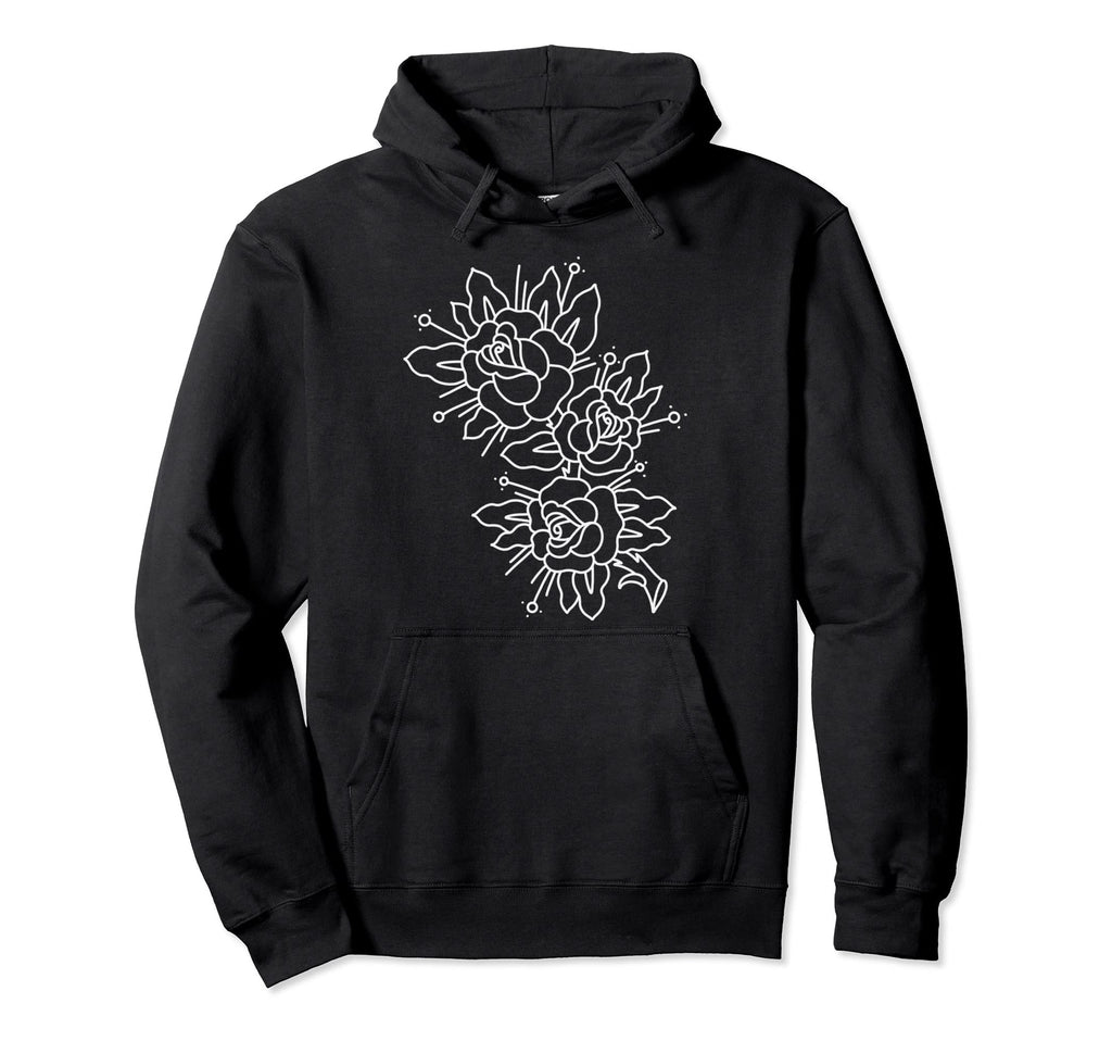 American Traditional Three Roses Hoodie - Minimalist Print Men Women - T-Shirt, Sweatshirt, Hoodie