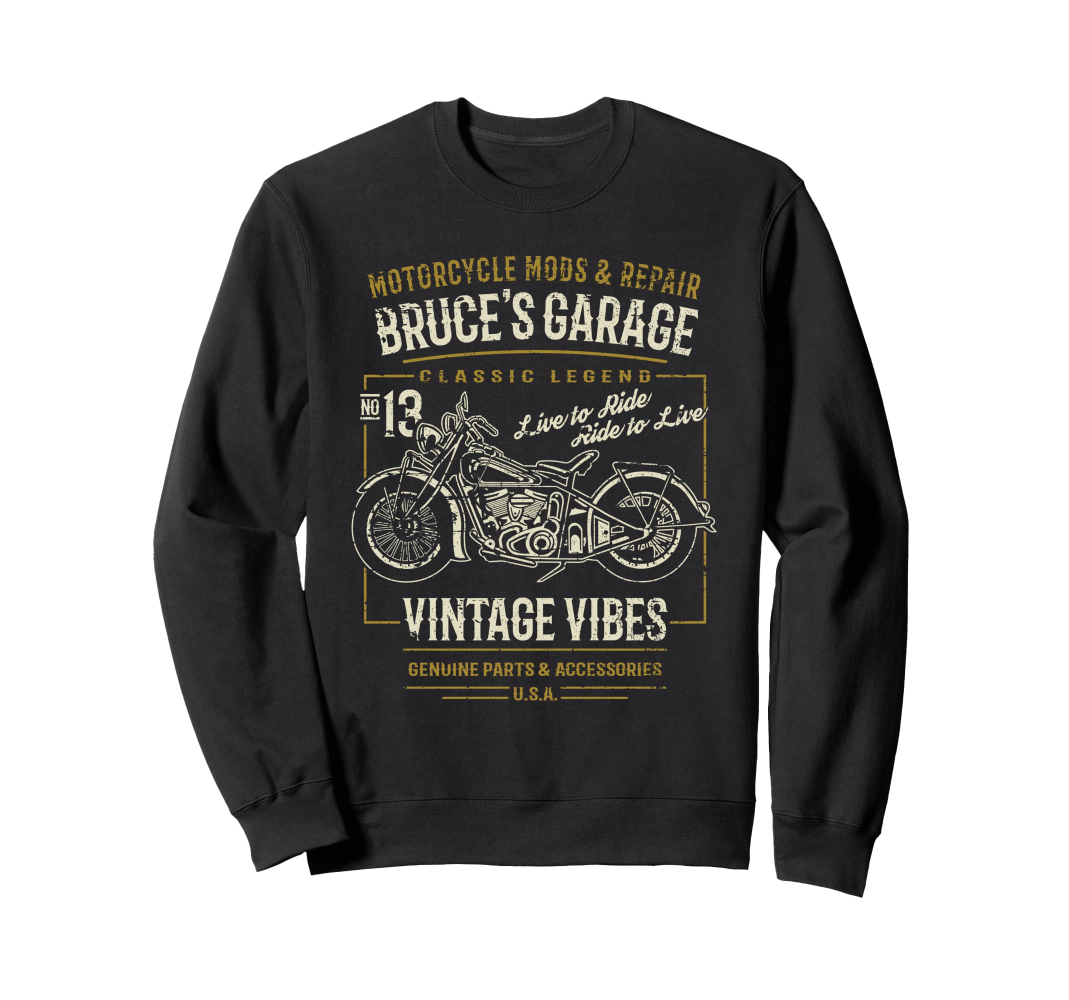 Bruces Garage Motorcycle Sweatshirt - Trendy Graphic Men Women - T-Shirt, Sweatshirt, Hoodie