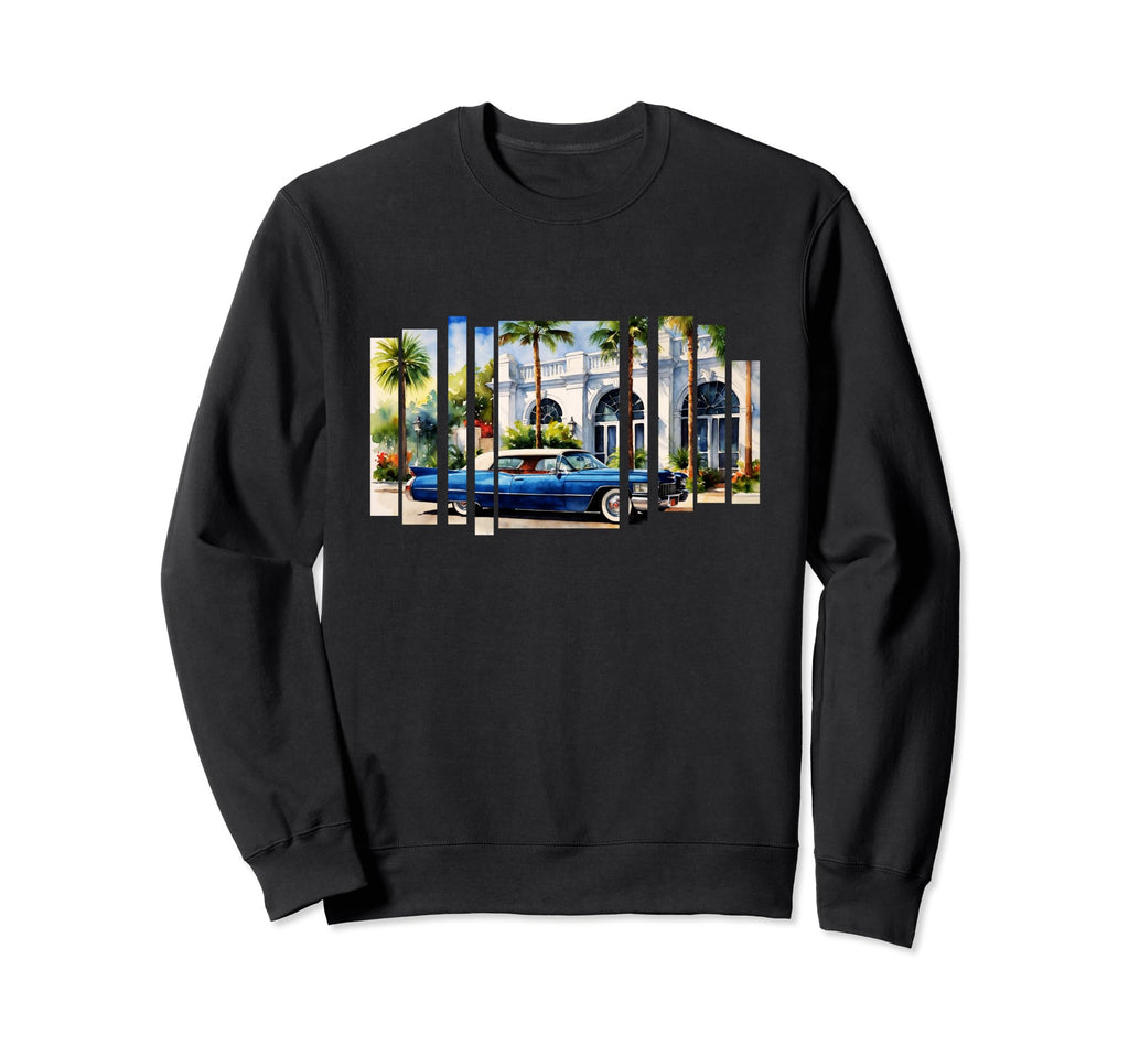 Elegance Watercolor Oldschool Car Sweatshirt - Trendy Graphic for Adults - T-Shirt, Sweatshirt, Hoodie