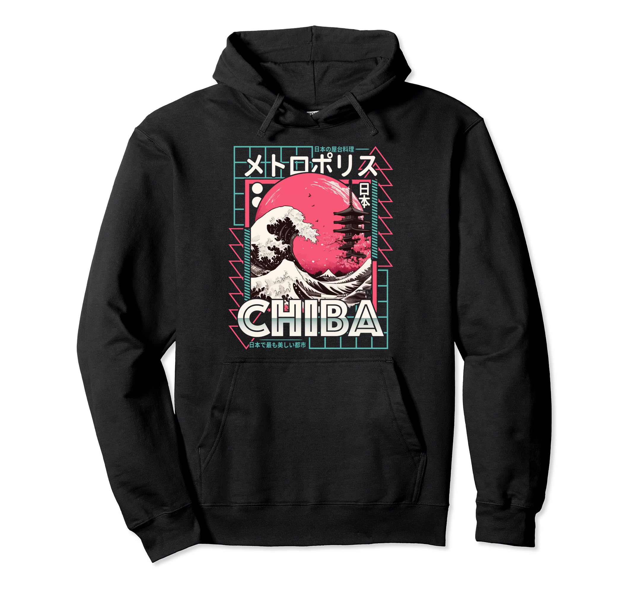 Chiba City 80S Synthwave Kanagawa Wave Japan Hoodie - Unique Graphic Unisex - T-Shirt, Sweatshirt, Hoodie