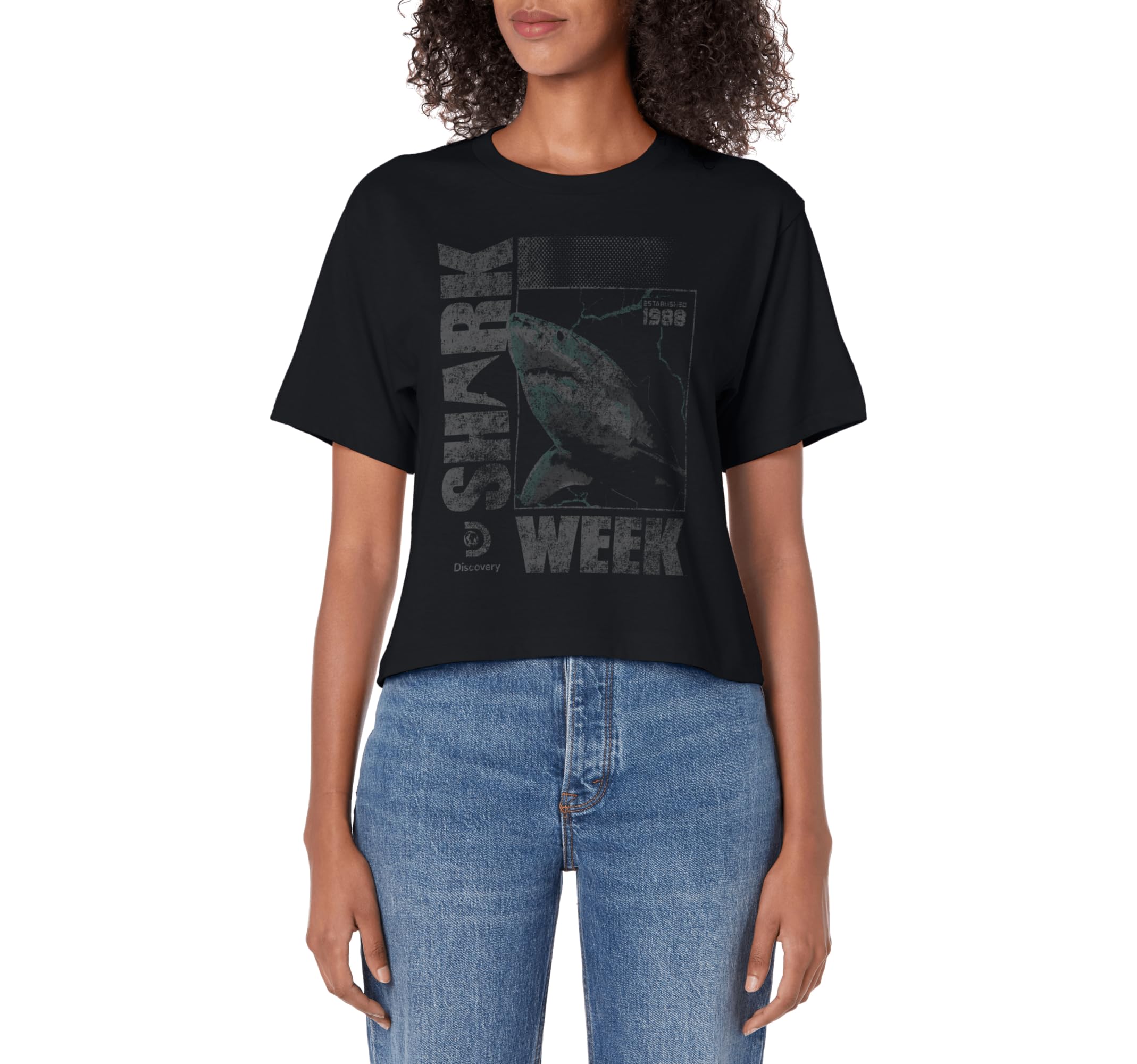 Shark Week Neon Lightning Glitch Sweatshirt - Custom Art Print Men Women - T-Shirt, Sweatshirt, Hoodie