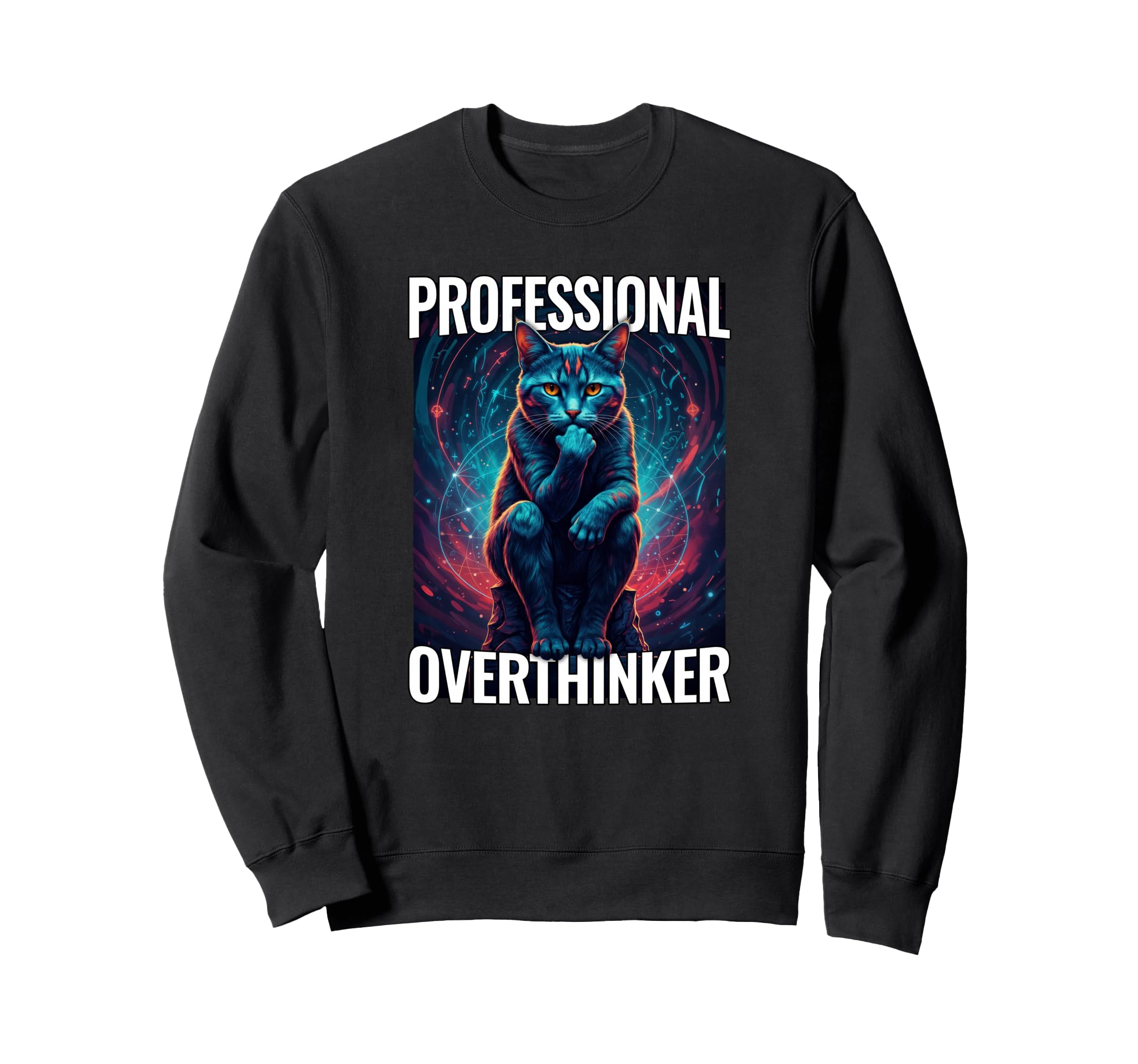 Overthinker Cat Funny Gift Cat Sweatshirt - Minimalist Print for Adults - T-Shirt, Sweatshirt, Hoodie