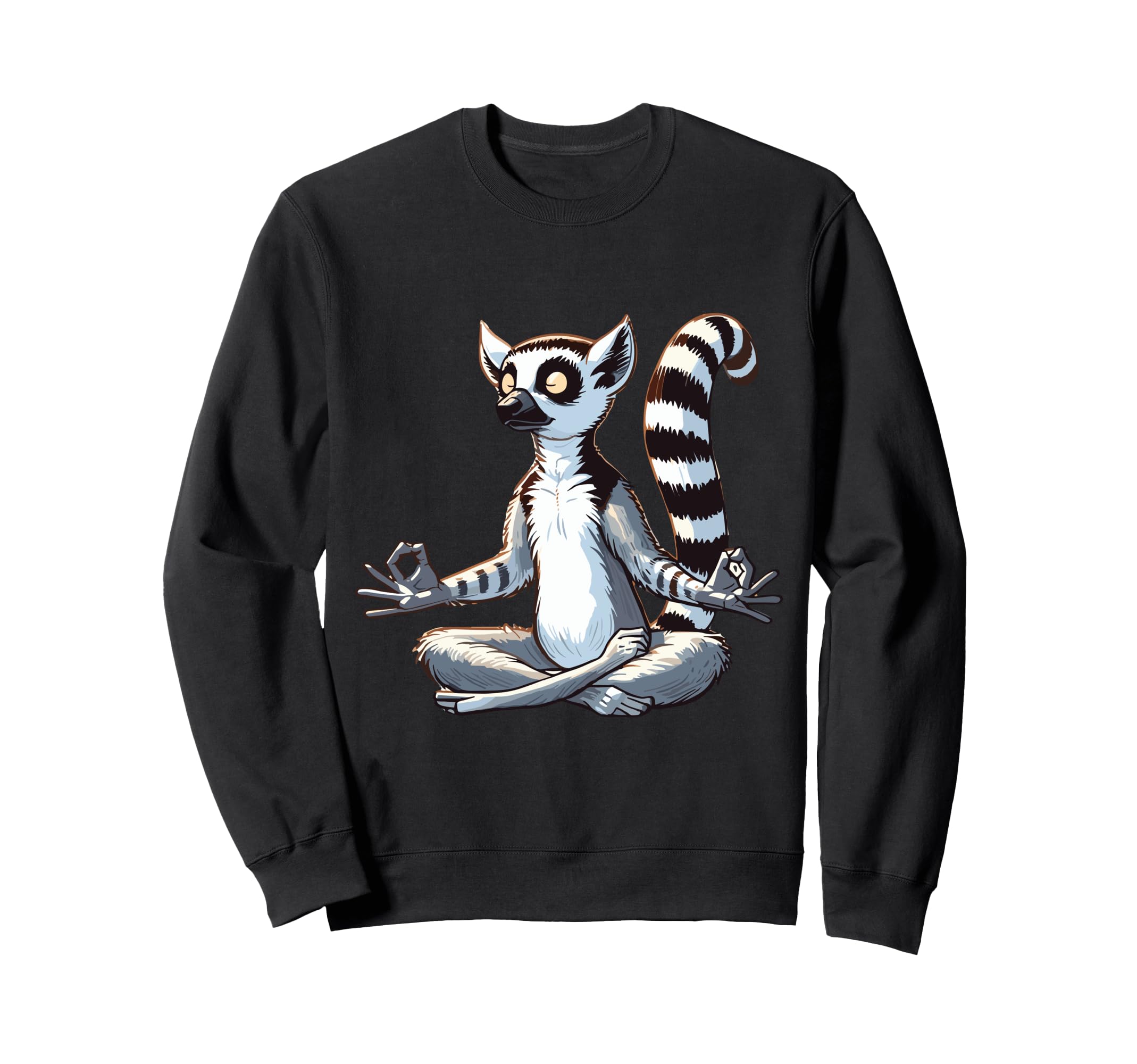 Meditation Lemur Yoga Pose Sweatshirt - Fun Novelty Design for Adults - T-Shirt, Sweatshirt, Hoodie