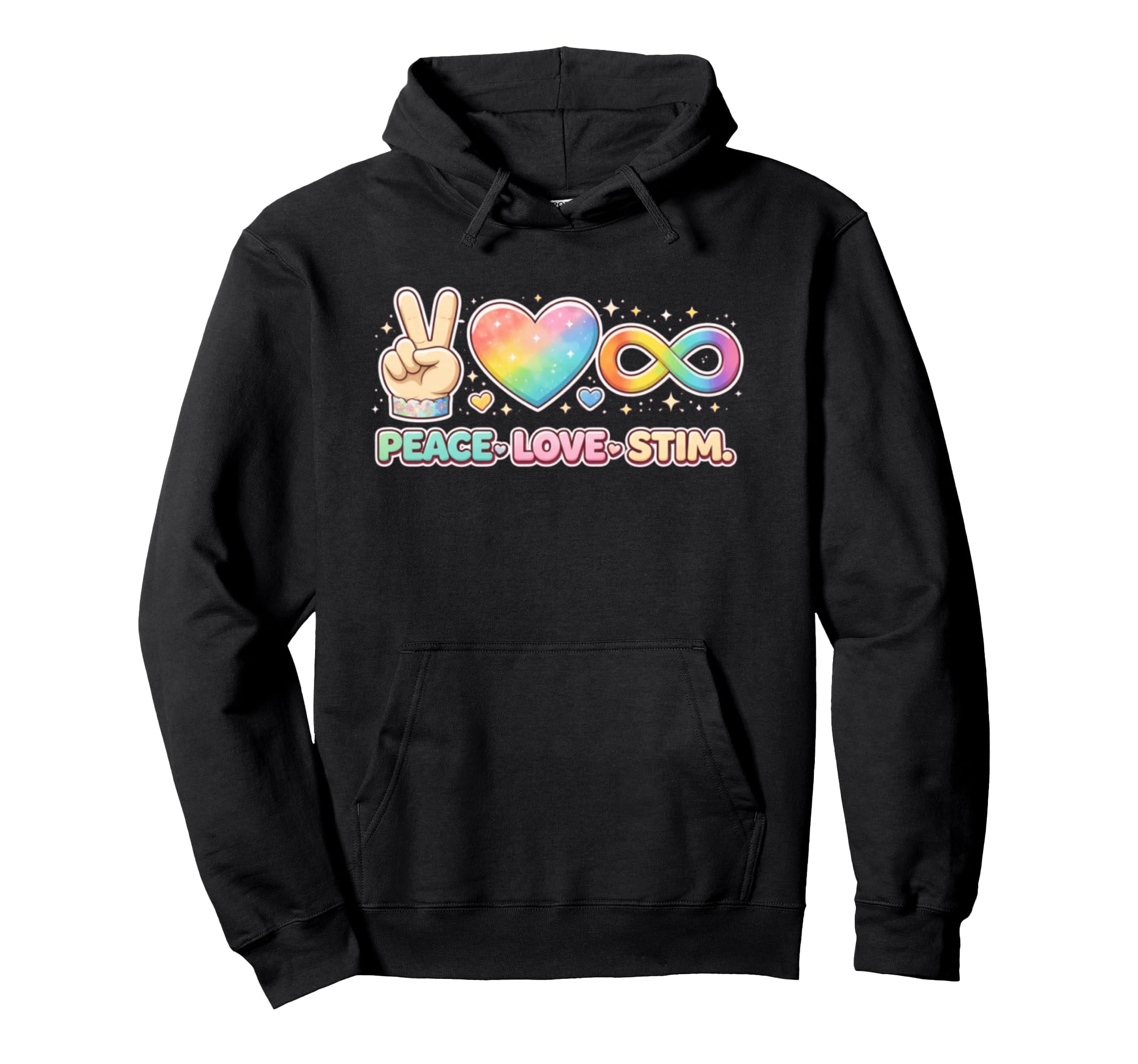 Peace Love Stim Autism Awareness Hoodie - Trendy Graphic for Adults - T-Shirt, Sweatshirt, Hoodie