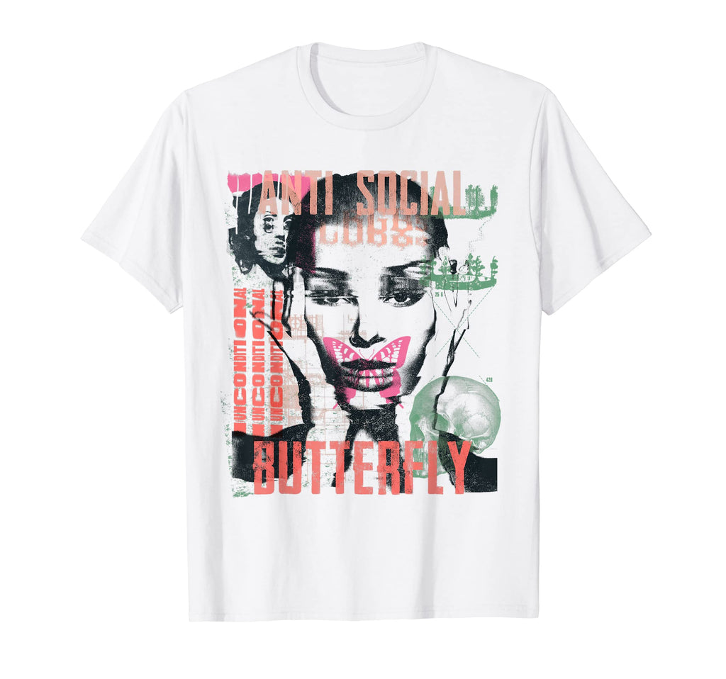 Antisocial Butterfly Fairy Grunge T-Shirt - Minimalist Print Men Women - T-Shirt, Sweatshirt, Hoodie