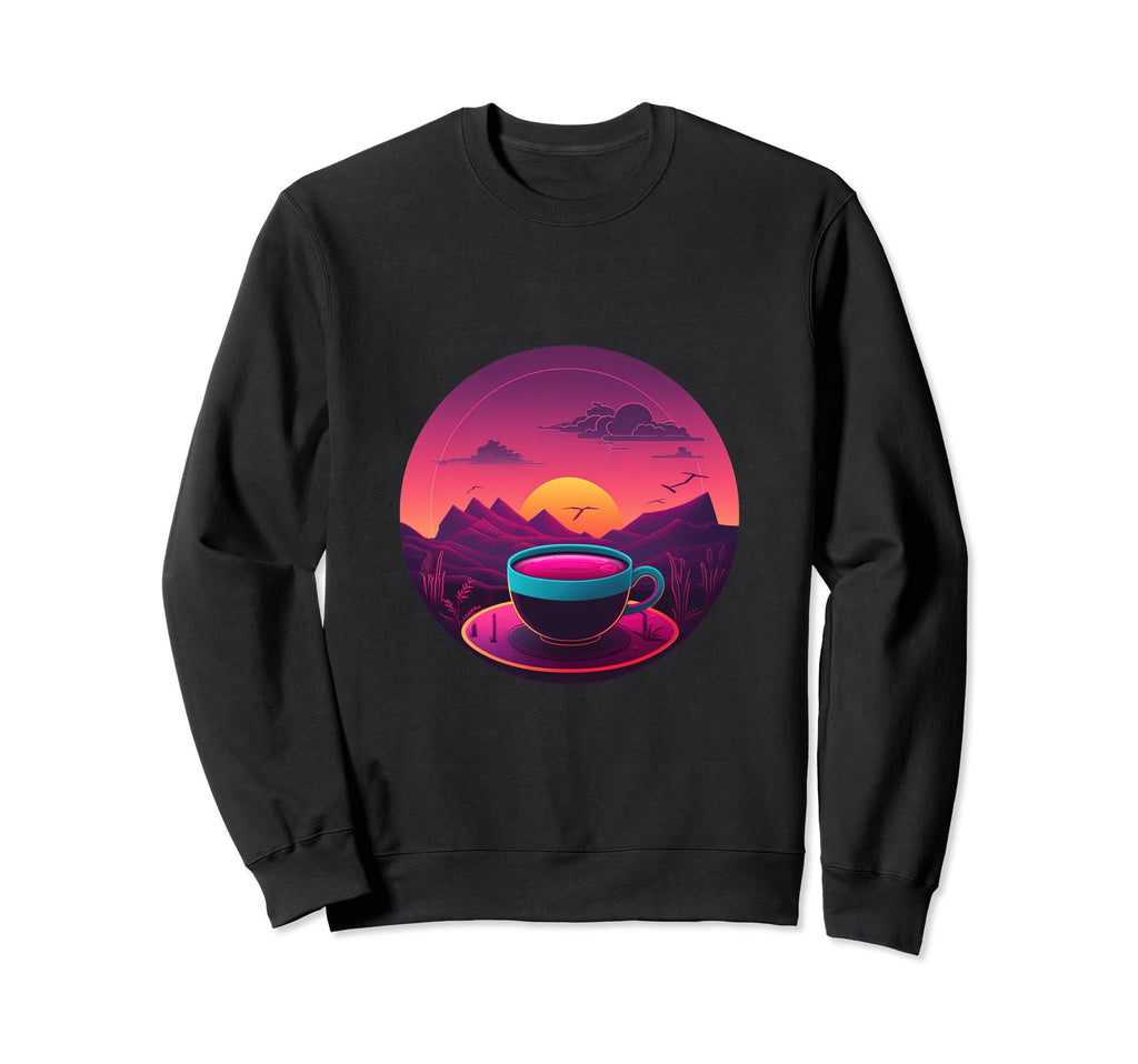 Tea Synthwave 80S Retrowave Sweatshirt - Custom Art Print for Adults - T-Shirt, Sweatshirt, Hoodie