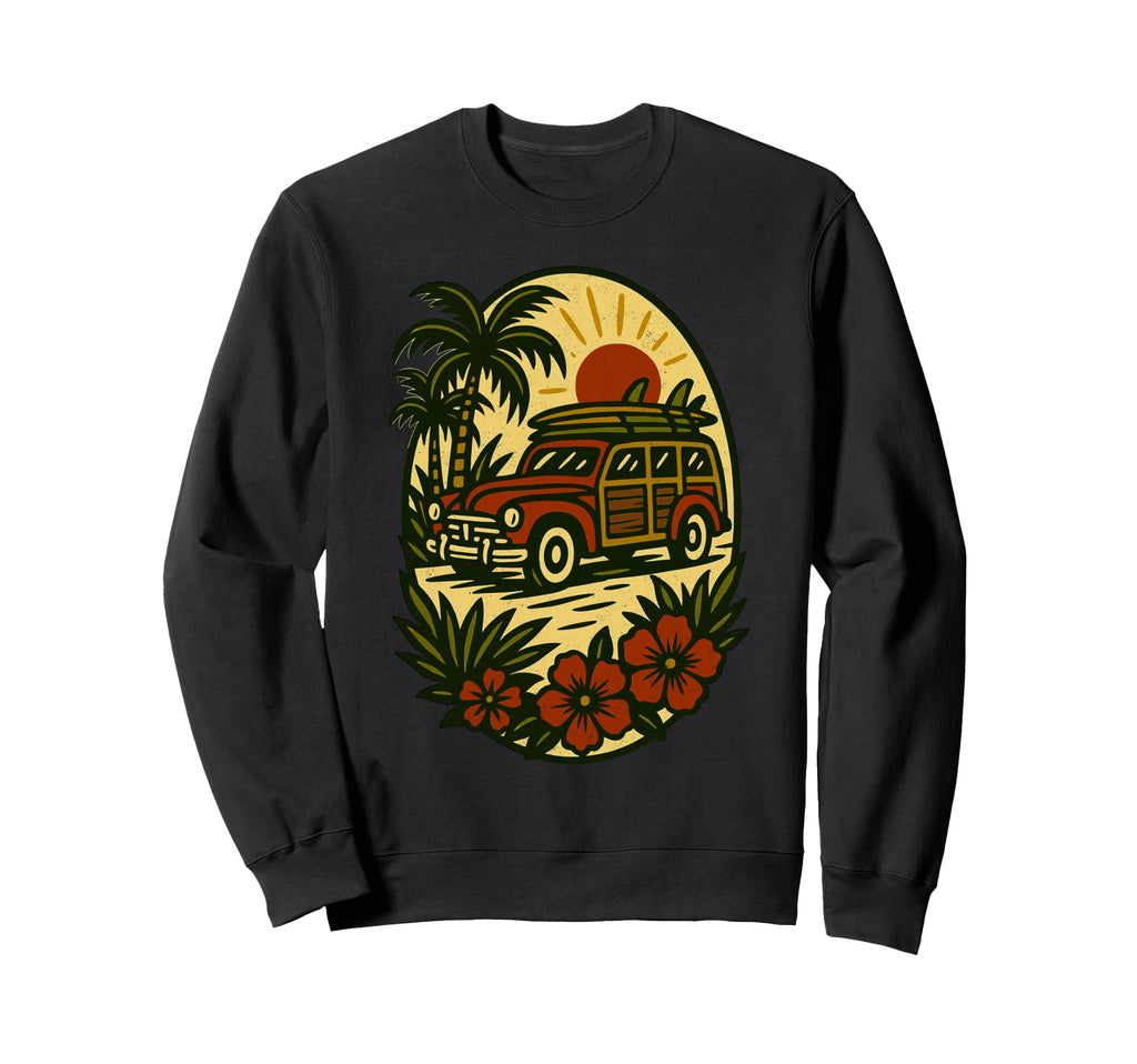 Woody Surfer Van Traditional Tattoo Sweatshirt - Novelty Apparel Men Women - T-Shirt, Sweatshirt, Hoodie