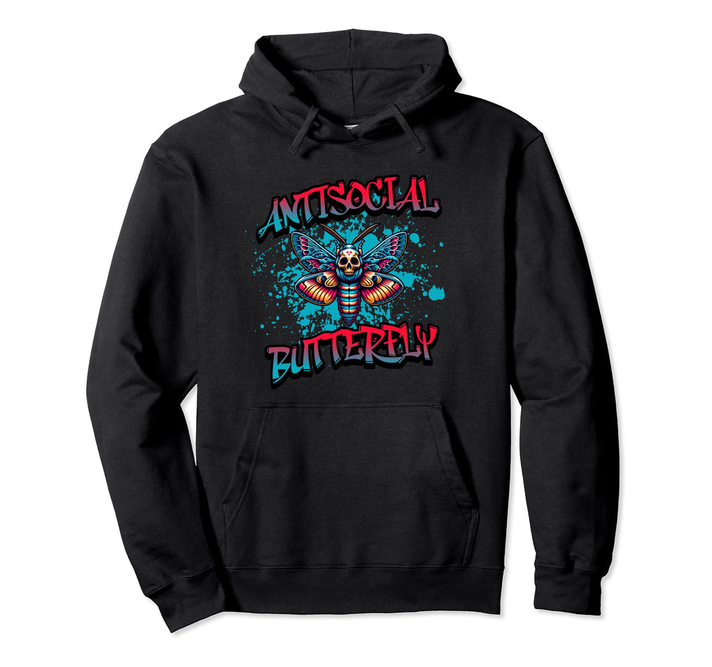 Antisocial Butterfly Funny Graffiti Hoodie - Aesthetic Graphic Unisex - T-Shirt, Sweatshirt, Hoodie