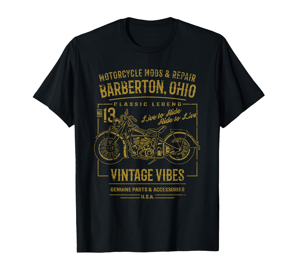 Barberton Oh Usa Distressed Motorcycle T-Shirt - Trendy Graphic for Adults - T-Shirt, Sweatshirt, Hoodie