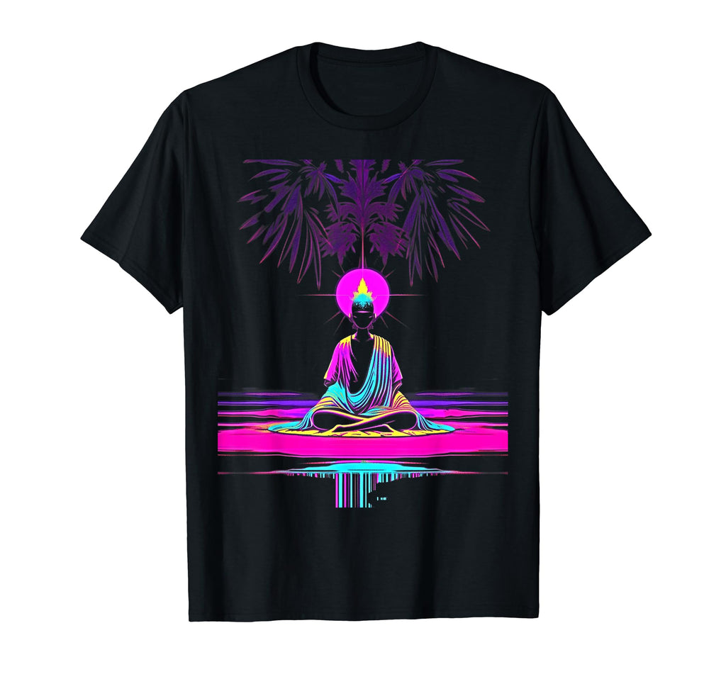 Synthwave Alien Buddha Cyberpunk 80S T-Shirt - Novelty Apparel Men Women - T-Shirt, Sweatshirt, Hoodie