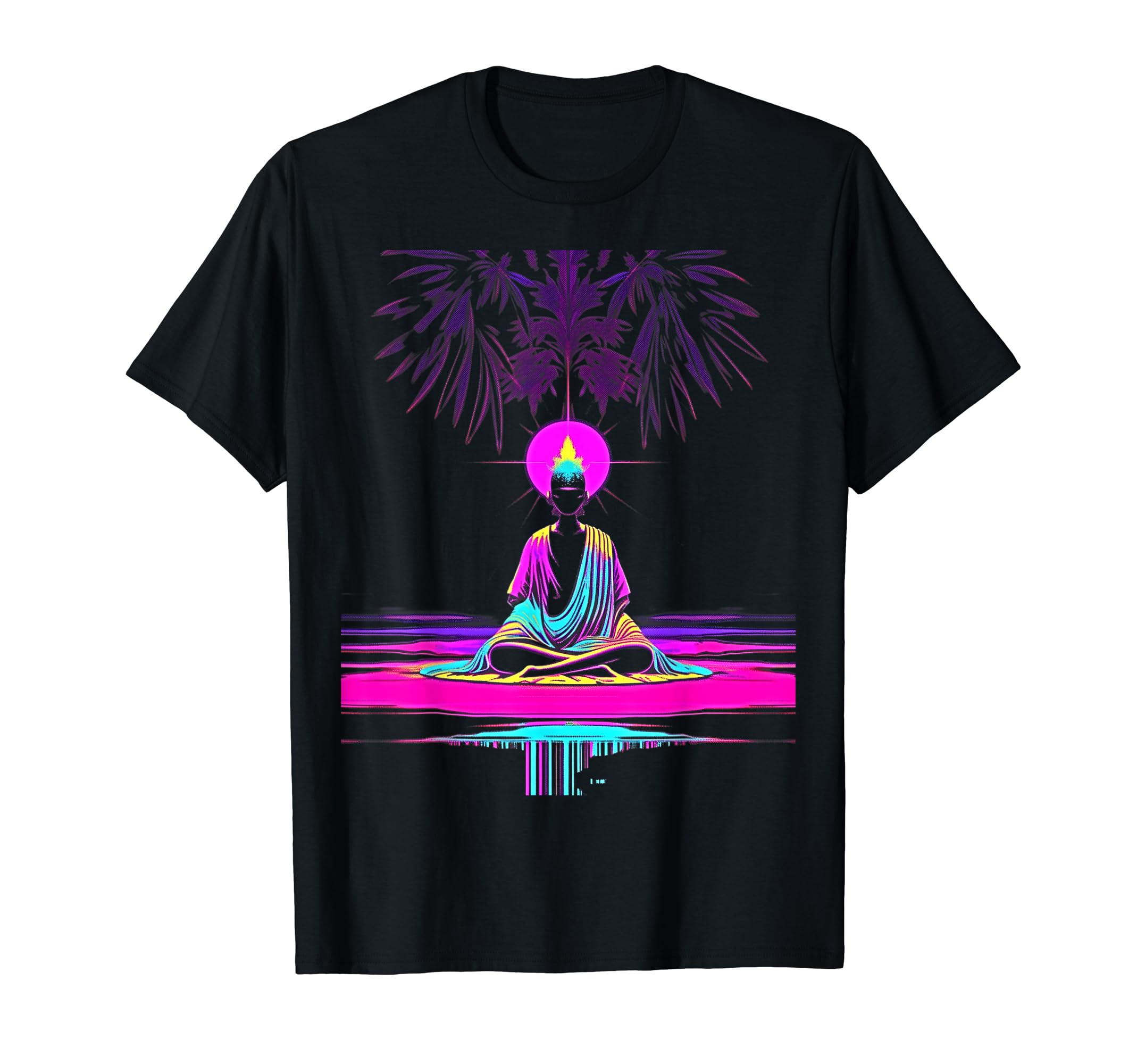 Synthwave Alien Buddha Cyberpunk 80S T-Shirt - Novelty Apparel Men Women - T-Shirt, Sweatshirt, Hoodie
