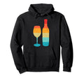 Wine Silhouette 70S 80S Distressed Hoodie - Fun Novelty Design Men Women - T-Shirt, Sweatshirt, Hoodie