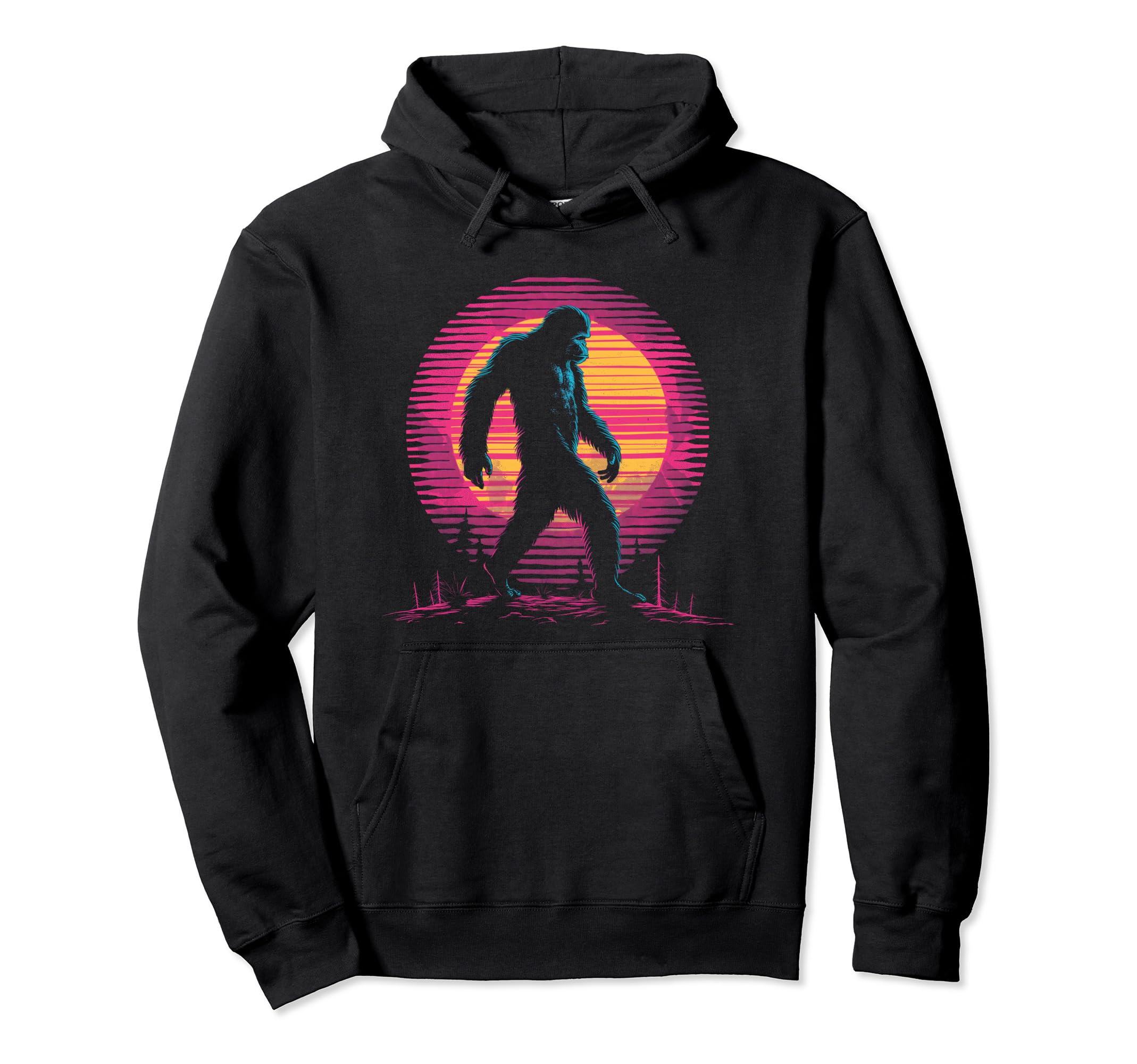 Bigfoot Vaporwave Aesthetic Synthwave 80S Hoodie - Novelty Apparel Unisex - T-Shirt, Sweatshirt, Hoodie