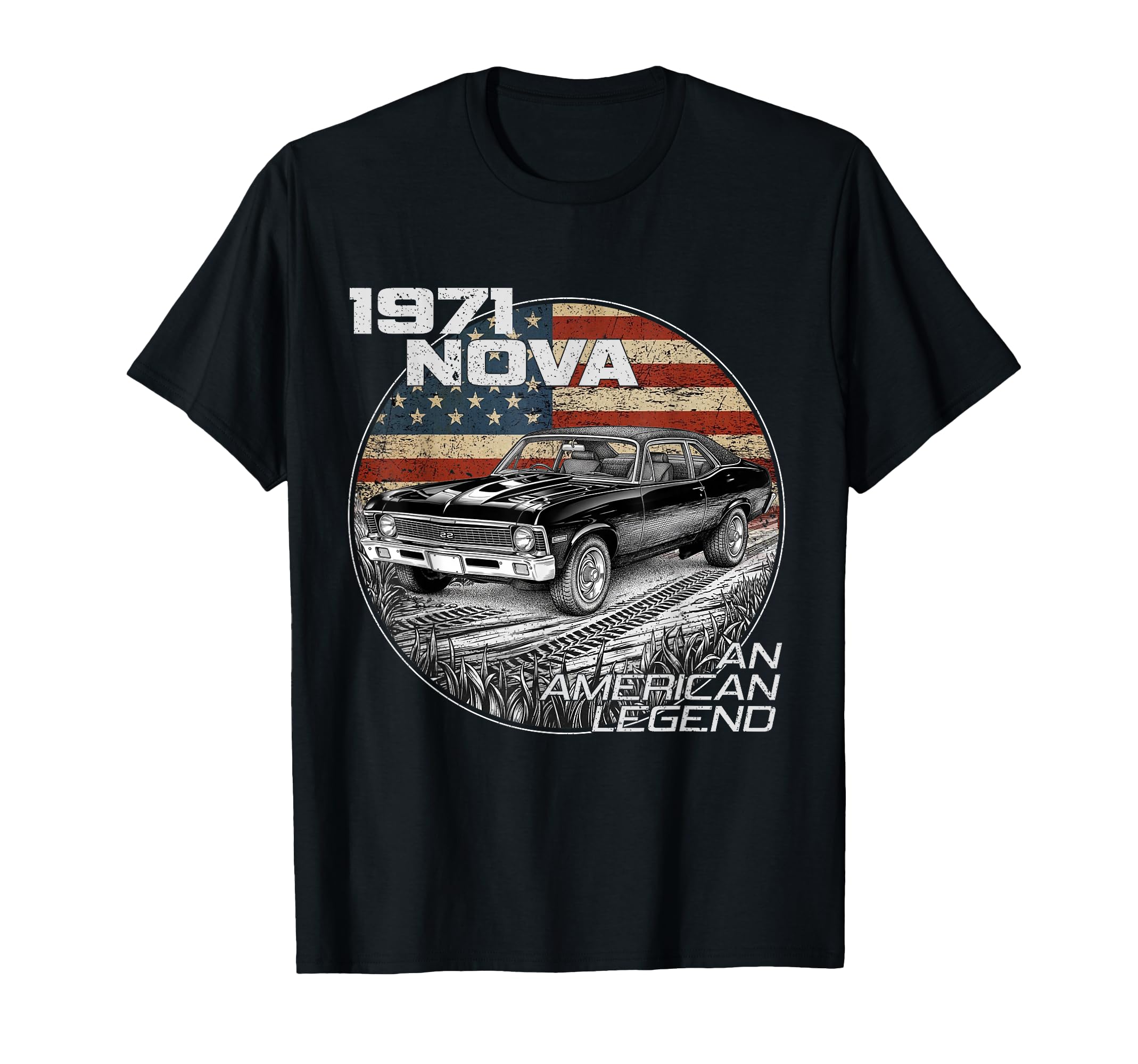 American Flag 1971 71 Nova Silhouette T-Shirt - Aesthetic Graphic Unisex - T-Shirt, Sweatshirt, Hoodie