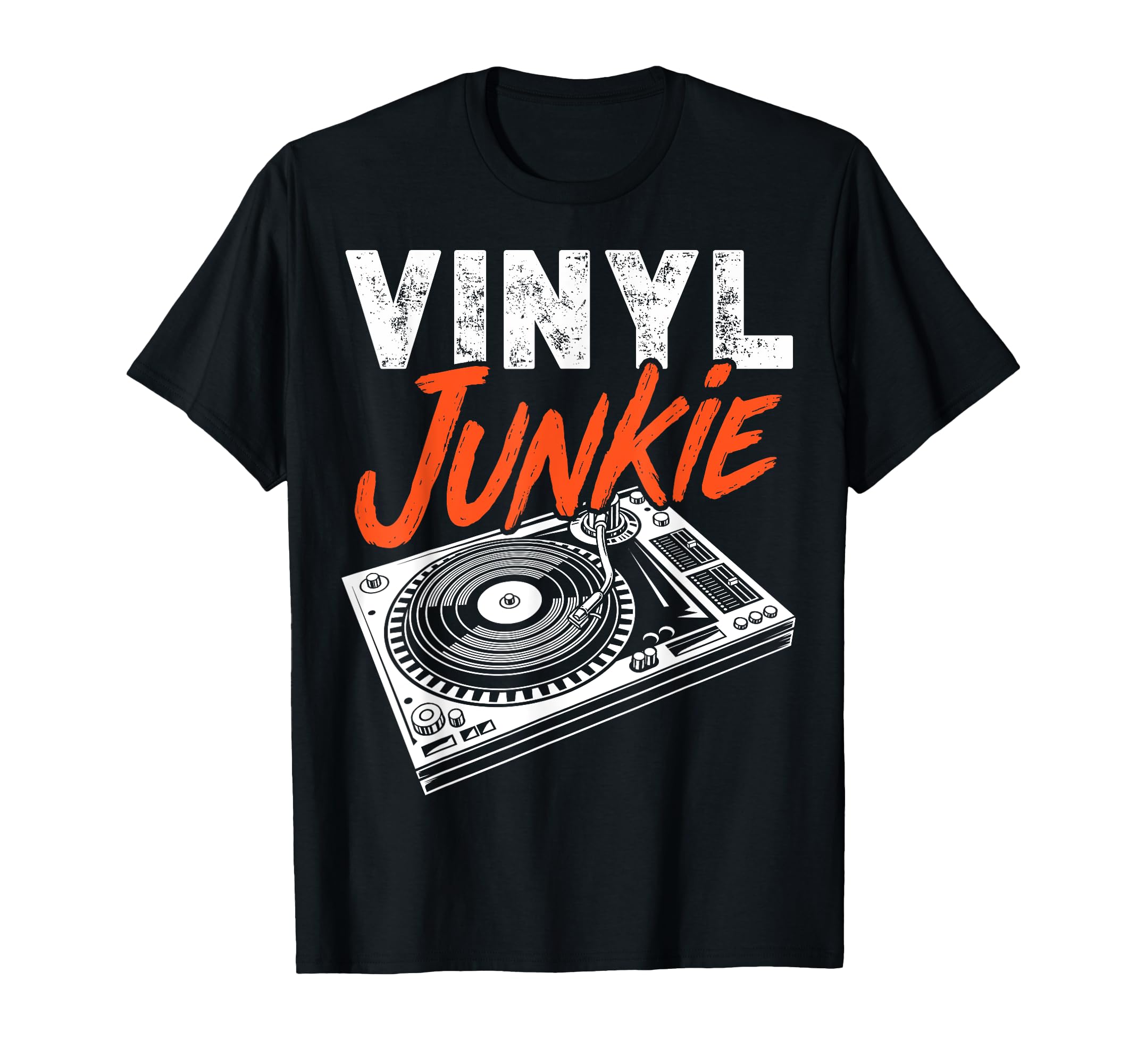 Funny Vinyl Junkie Gift Music Record T-Shirt - Graphic Print Men Women - T-Shirt, Sweatshirt, Hoodie