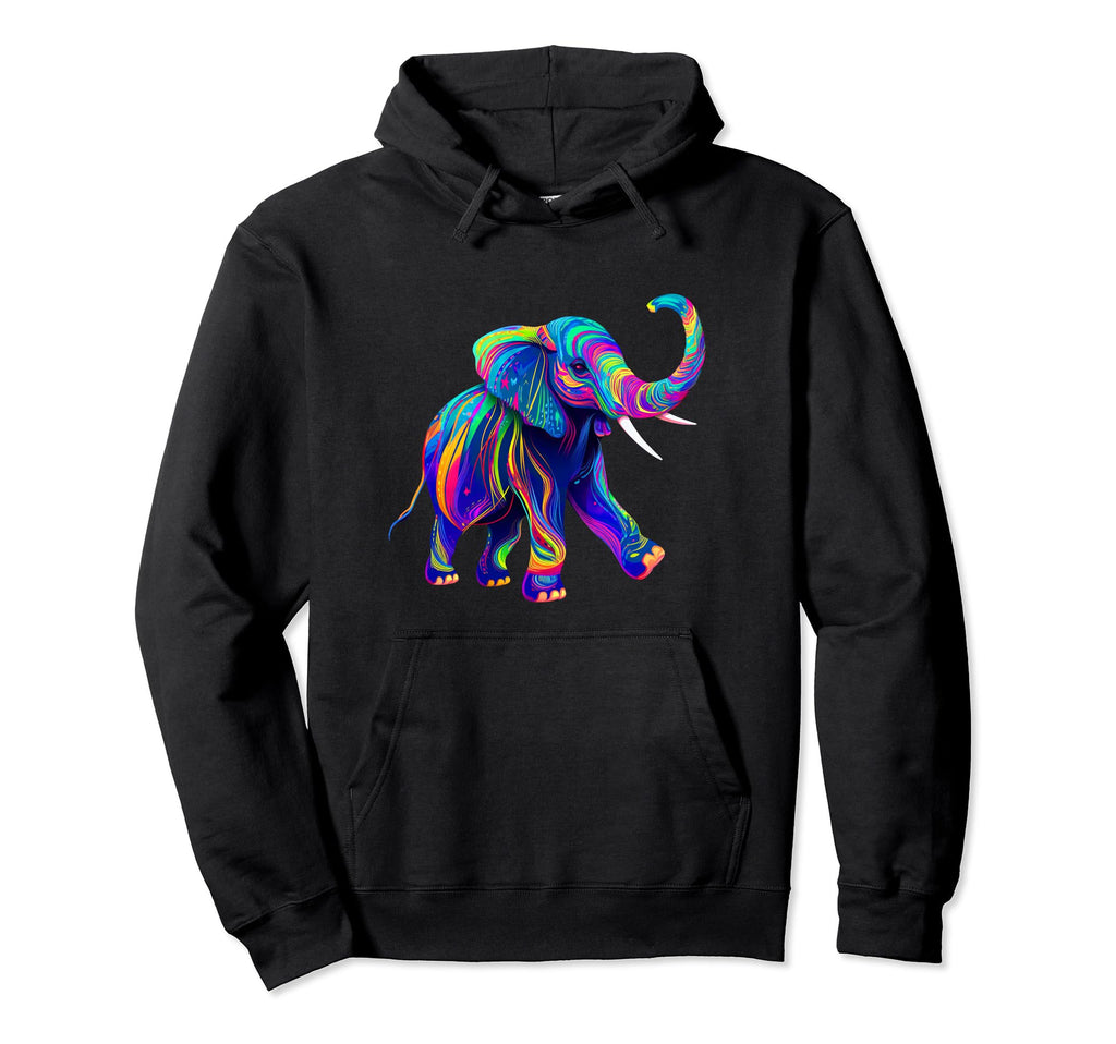 Synthwave 80S 90S Elephant Trunk Up Chakra Hoodie - Unique Graphic Unisex - T-Shirt, Sweatshirt, Hoodie