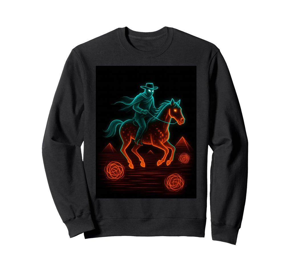 Vaporwave Cowboy Rider Horse Desert Sweatshirt - Custom Art Print Unisex - T-Shirt, Sweatshirt, Hoodie