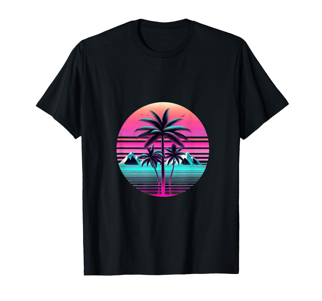 80S Vaporwave Aesthetic Palm Trees T-Shirt - Unique Graphic Men Women - T-Shirt, Sweatshirt, Hoodie