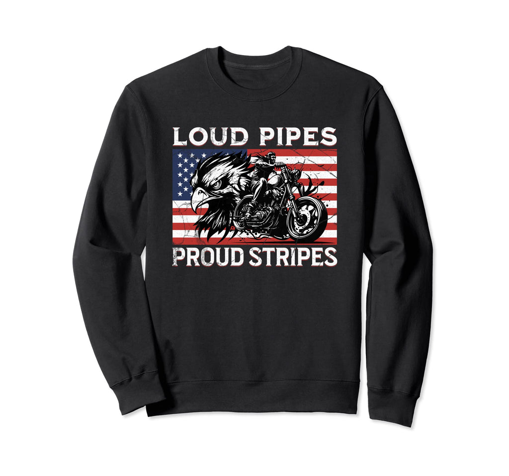 Patriotic Old Biker American Us Flag Sweatshirt - Unique Graphic Unisex - T-Shirt, Sweatshirt, Hoodie