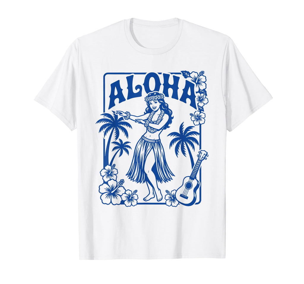 Aloha Hula Dancer Hibiscus Palm Trees T-Shirt - Unique Graphic for Adults - T-Shirt, Sweatshirt, Hoodie