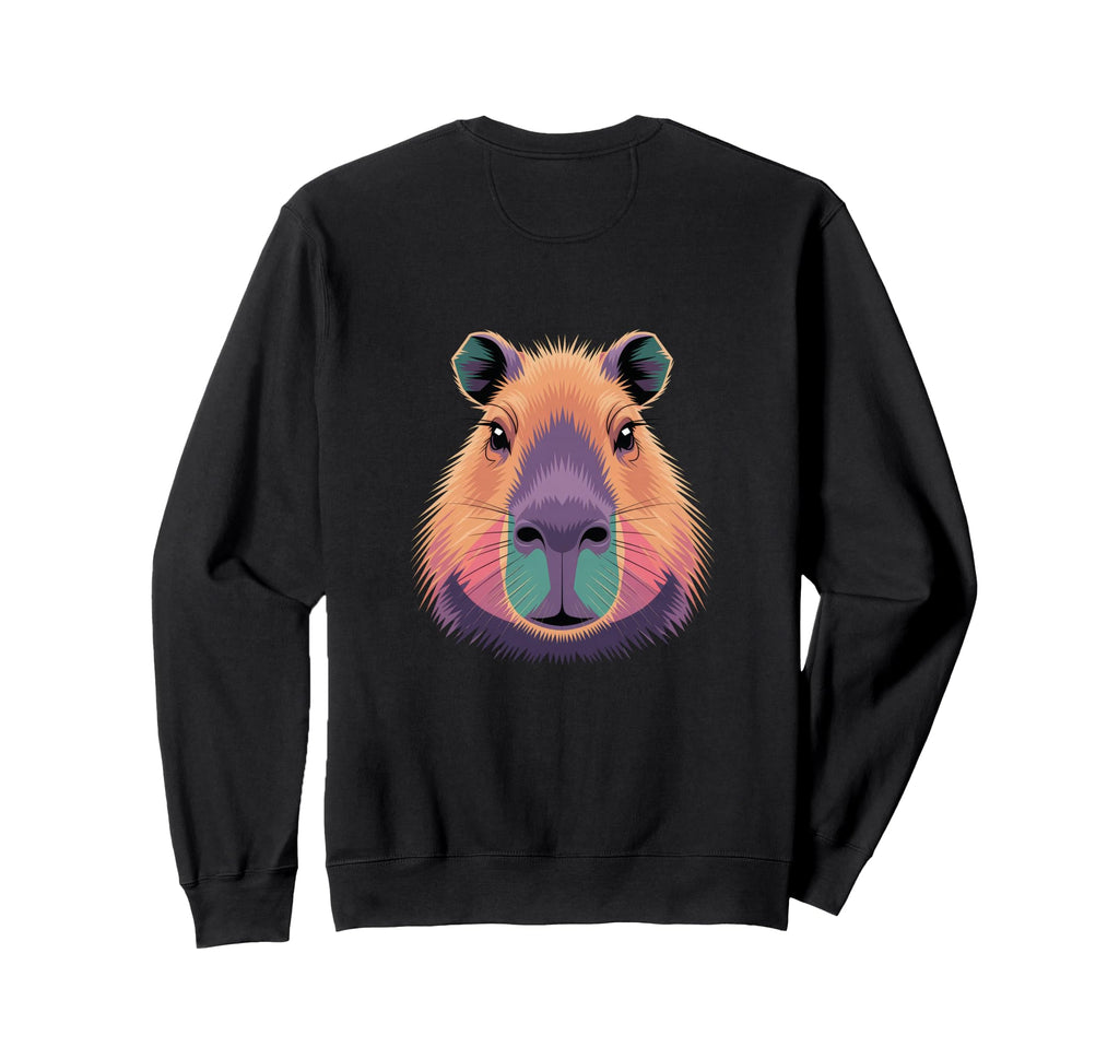 Vibrant Colorful Capybara Face Sweatshirt - Streetwear Style for Adults - T-Shirt, Sweatshirt, Hoodie