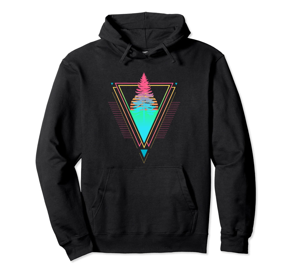 1980S 1990S Synthwave Pine Tree Sunset Hoodie - Unique Graphic for Adults - T-Shirt, Sweatshirt, Hoodie