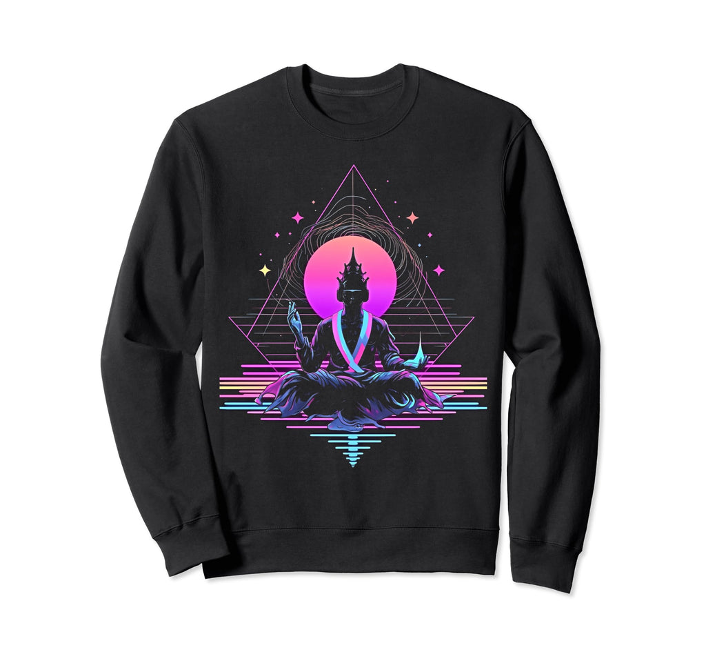 Synthwave Alien Buddha Cyberpunk 80S Sweatshirt - Graphic Print Men Women - T-Shirt, Sweatshirt, Hoodie