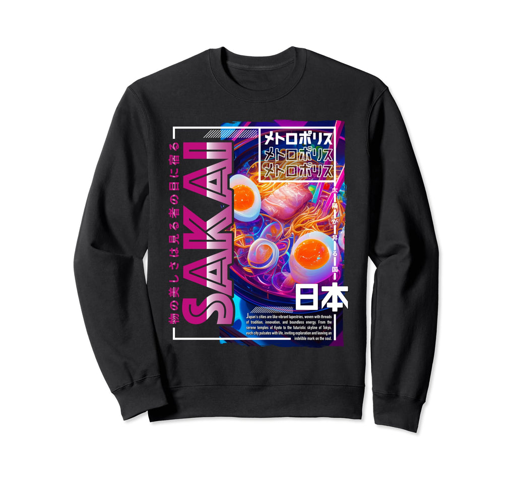 Sakai City 80S Synthwave Ramen Sweatshirt - Streetwear Style for Adults - T-Shirt, Sweatshirt, Hoodie