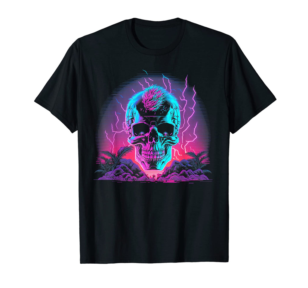 Skull Vaporwave Retrowave Aesthetic T-Shirt - Fun Novelty Design Men Women - T-Shirt, Sweatshirt, Hoodie