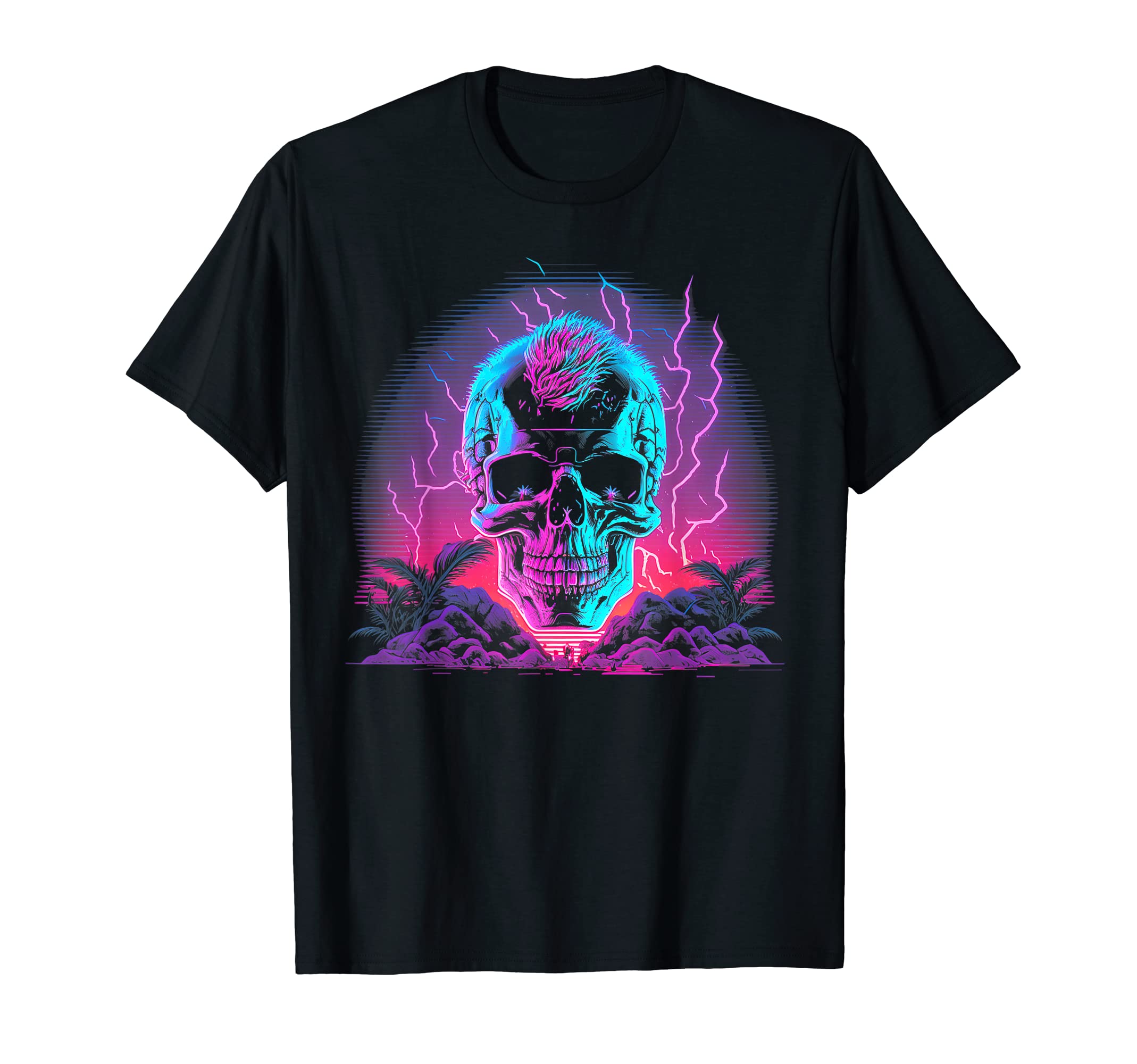 Skull Vaporwave Retrowave Aesthetic T-Shirt - Fun Novelty Design Men Women - T-Shirt, Sweatshirt, Hoodie
