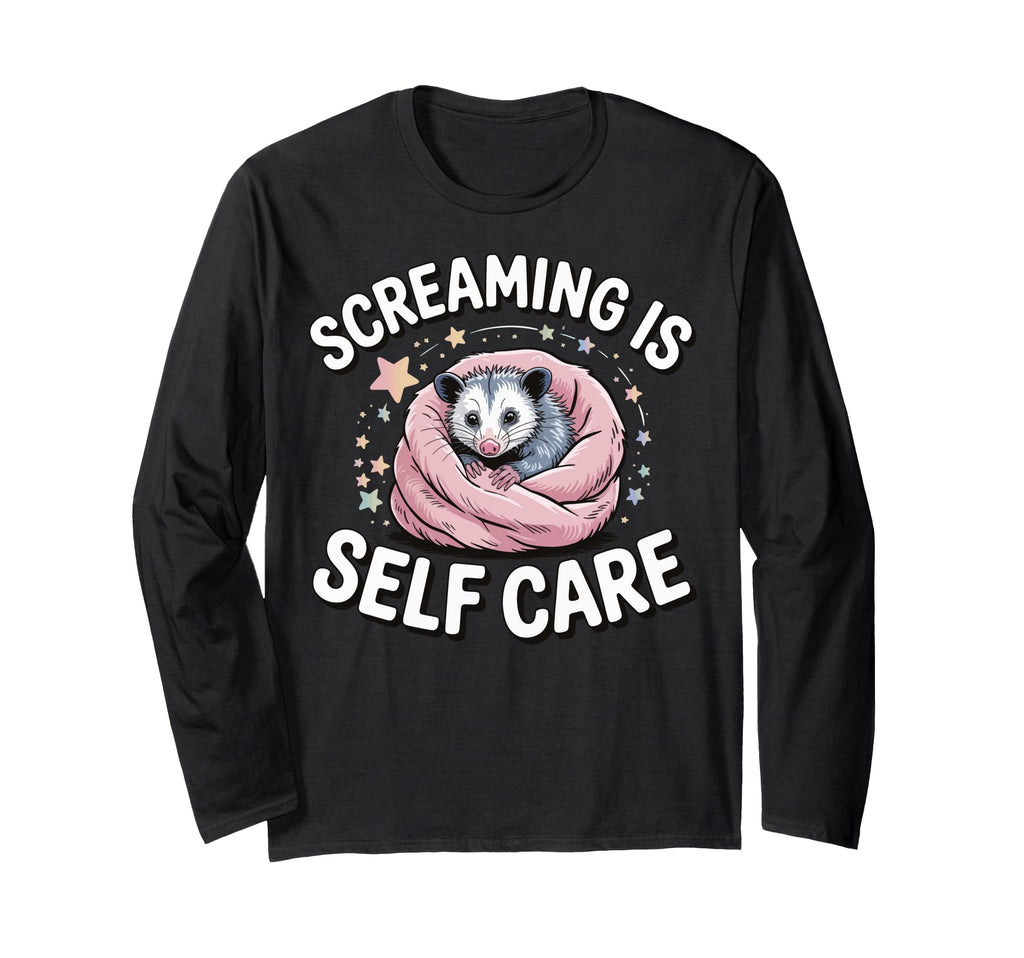 Opossum Therapeutic Screaming Stress Hoodie - Custom Art Print Men Women - T-Shirt, Sweatshirt, Hoodie