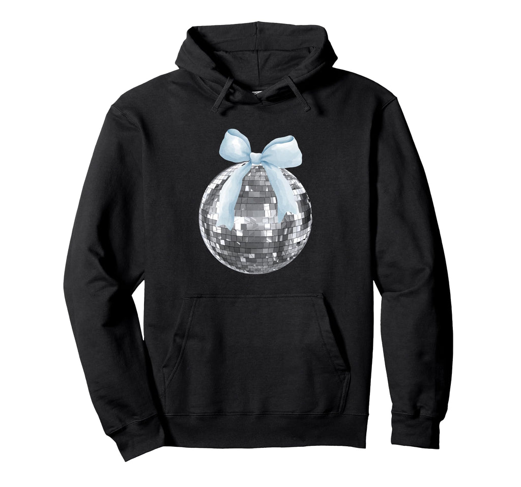 Disco Ball Blue Bow Coquette Girly Hoodie - Minimalist Print Men Women - T-Shirt, Sweatshirt, Hoodie