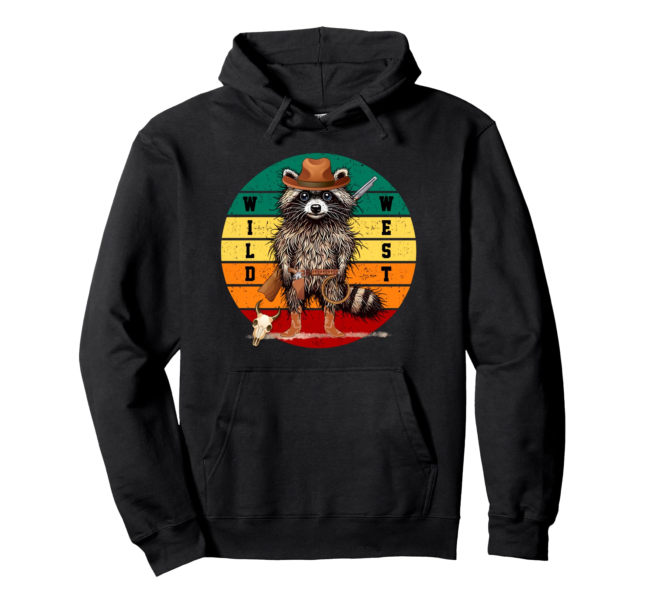Raccoon Funny Wild West Racoon Hoodie - Fun Novelty Design for Adults - T-Shirt, Sweatshirt, Hoodie