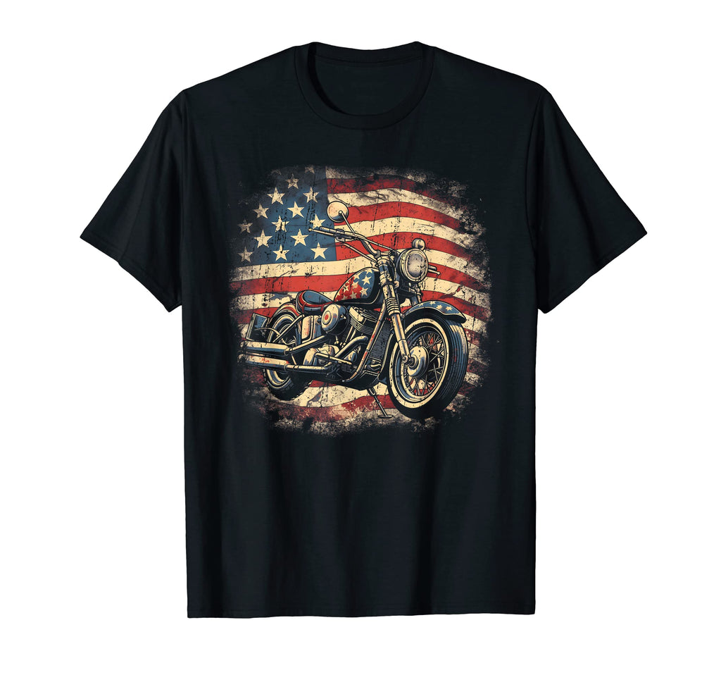 Us Flag Motorcycle Usa Biker T-Shirt - Novelty Apparel Men Women - T-Shirt, Sweatshirt, Hoodie